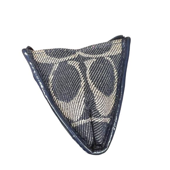 COACH Legacy Stripe Denim Mini Skinny ID Case Card Wallet Keychain Blue Leather - Picture 12 of 12